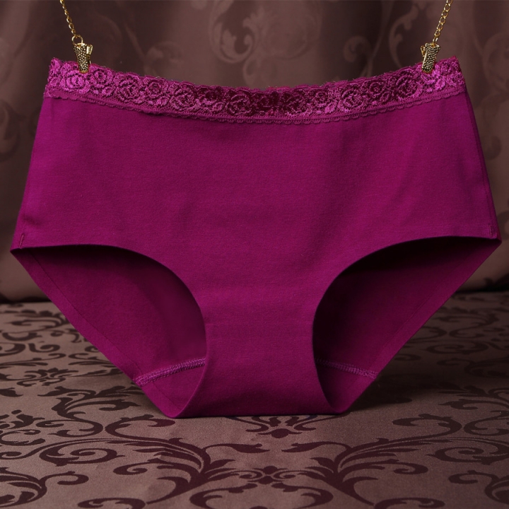 Ms One Piece No Trace Underwear Middle Waist Lace Cotton Underwear Briefs