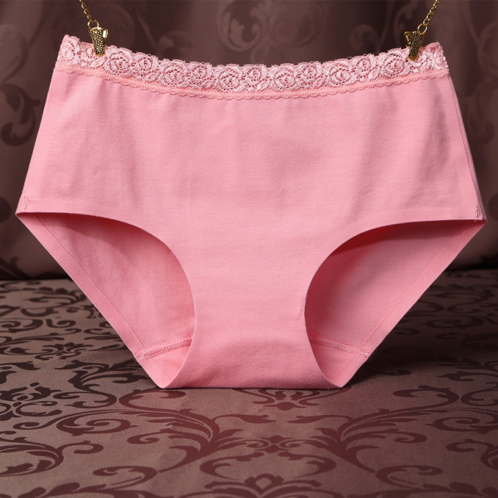 Ms One Piece No Trace Underwear Middle Waist Lace Cotton Underwear Briefs