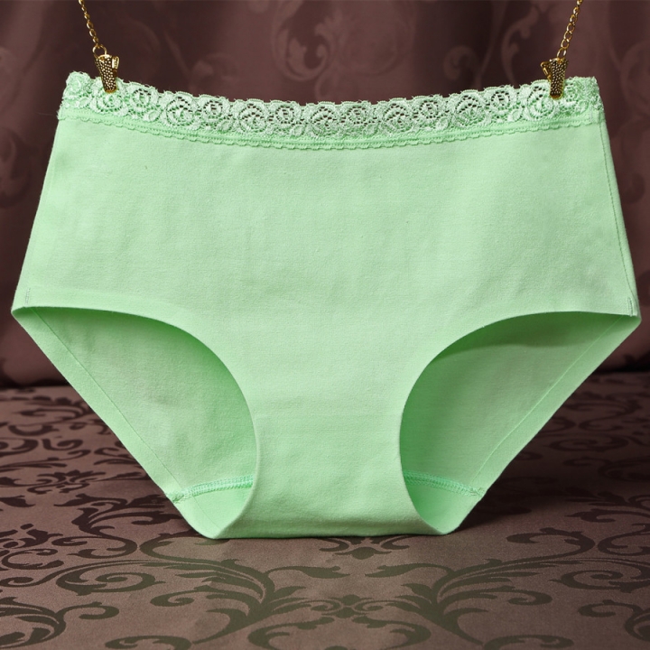 Ms One Piece No Trace Underwear Middle Waist Lace Cotton Underwear Briefs