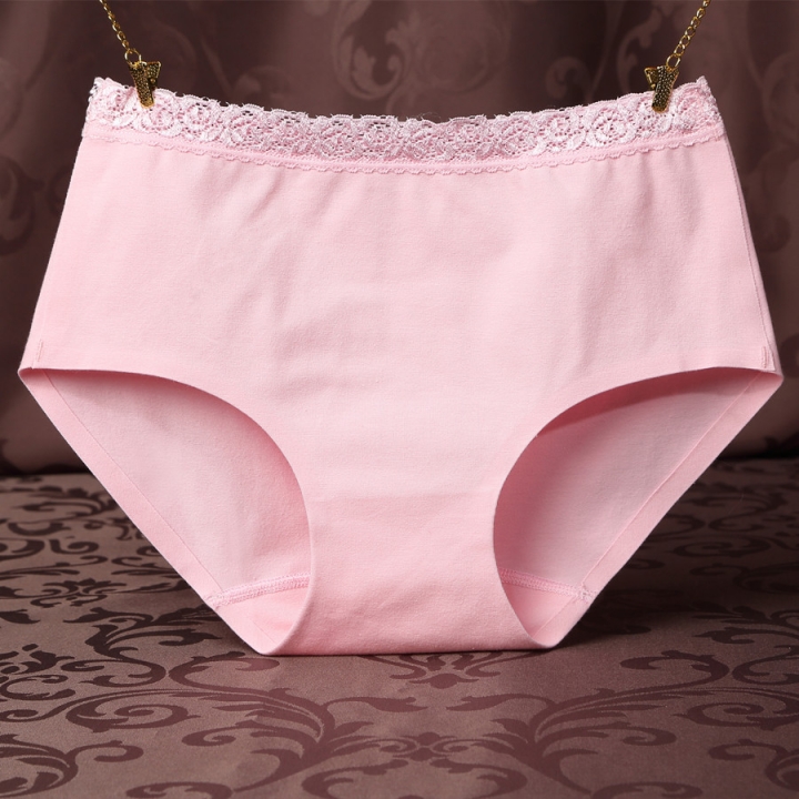 Ms One Piece No Trace Underwear Middle Waist Lace Cotton Underwear Briefs