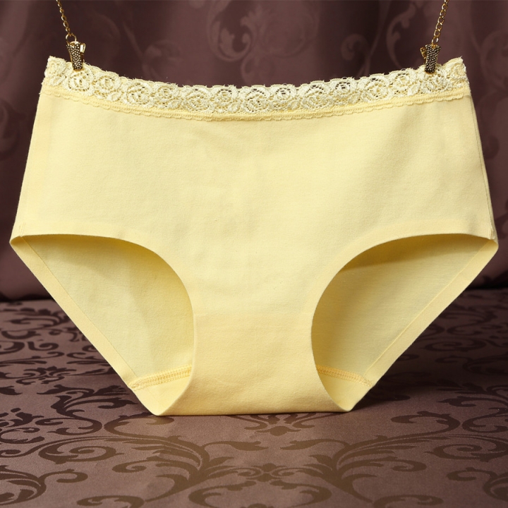 Ms One Piece No Trace Underwear Middle Waist Lace Cotton Underwear Briefs