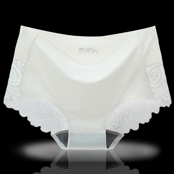 Lace No Trace Ice silk One Piece Ms Middle Waist Cotton Department Underwear