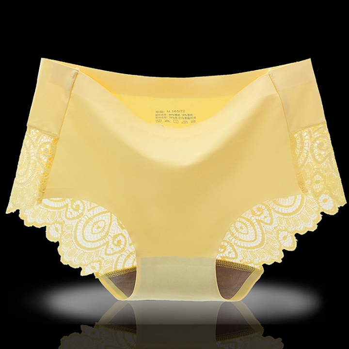 Lace No Trace Ice silk One Piece Ms Middle Waist Cotton Department Underwear