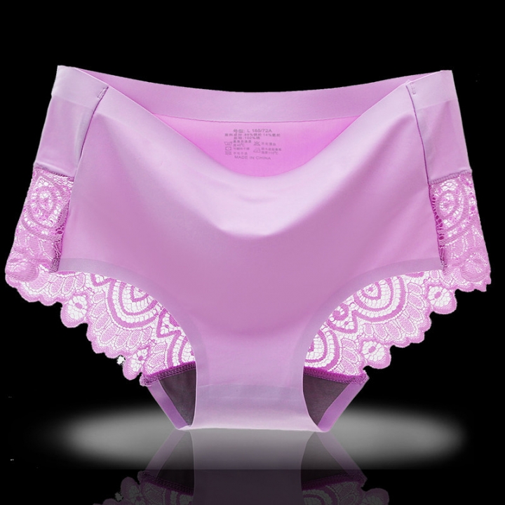 Lace No Trace Ice silk One Piece Ms Middle Waist Cotton Department Underwear