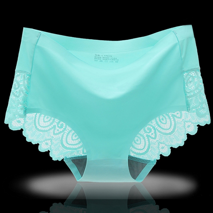 Lace No Trace Ice silk One Piece Ms Middle Waist Cotton Department Underwear