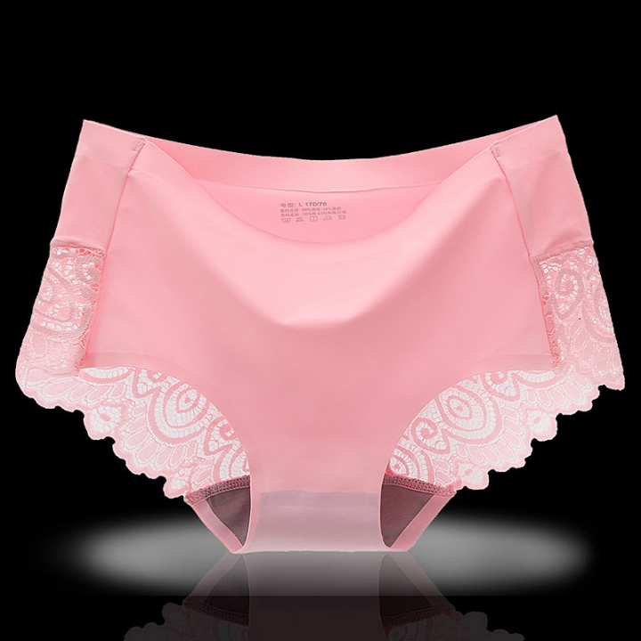 Lace No Trace Ice silk One Piece Ms Middle Waist Cotton Department Underwear