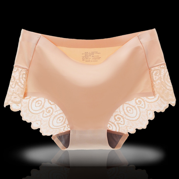 Lace No Trace Ice silk One Piece Ms Middle Waist Cotton Department Underwear