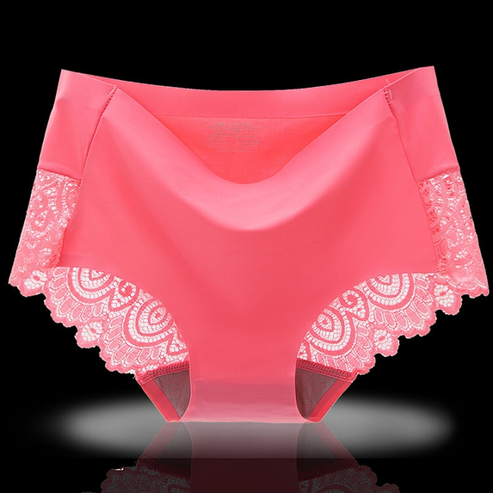 Lace No Trace Ice silk One Piece Ms Middle Waist Cotton Department Underwear