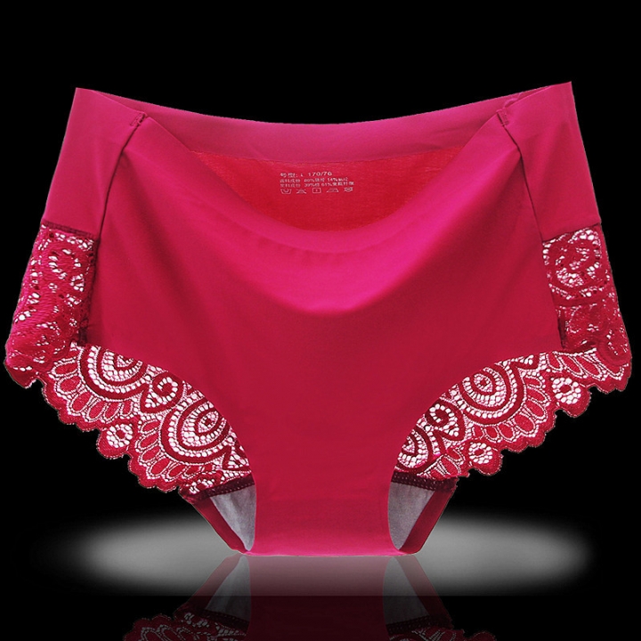 Lace No Trace Ice silk One Piece Ms Middle Waist Cotton Department Underwear