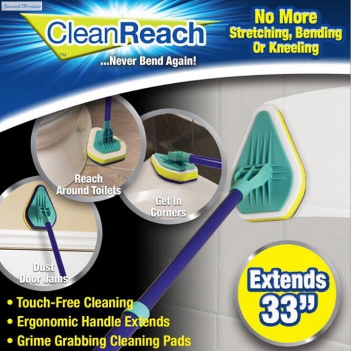 Clean Reach Deluxe Power Scrubber Bathtub Cleaner and Kitchen Brush with Handle