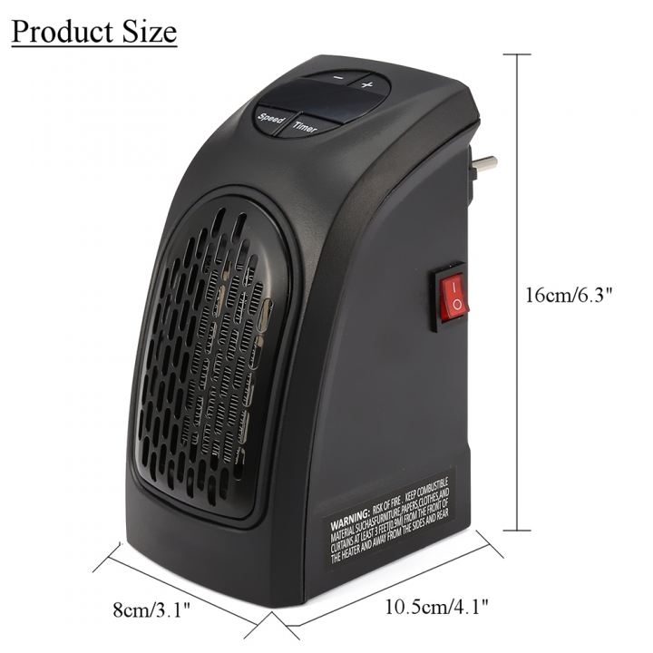 Handy Heater Wall Outlet Air Heater For Home Electric Fan  Timer Speed Adjustable Winter Warm