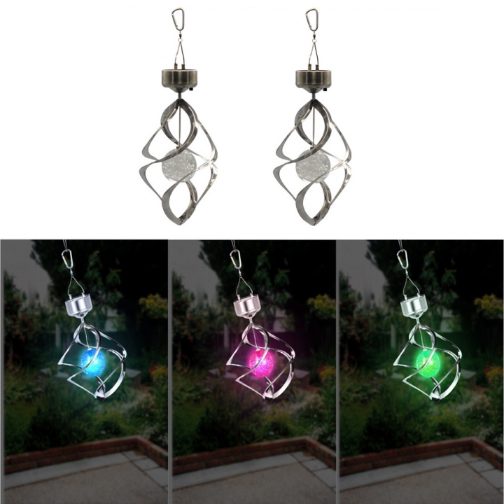 Household Solar Energy Wind Bell light Garden Decorative Wind Turn lights Colorful Diamond light