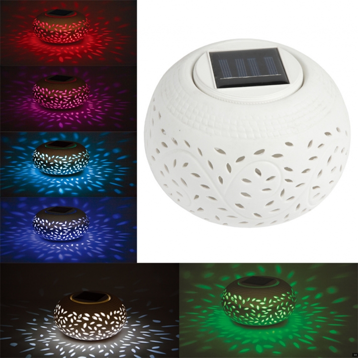 Solar Energy Garden Ceramic lamp Energy Saving Light Control Hollow Ceramics Gift lights