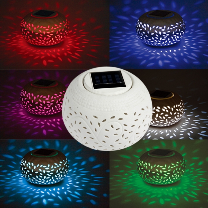 Solar Energy Garden Ceramic lamp Energy Saving Light Control Hollow Ceramics Gift lights