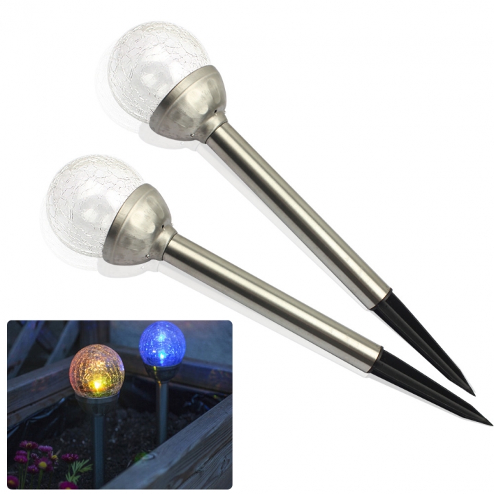 Solar Light Insertion Crack Lamp Lawn lights Led Colorful Glass Ball lights