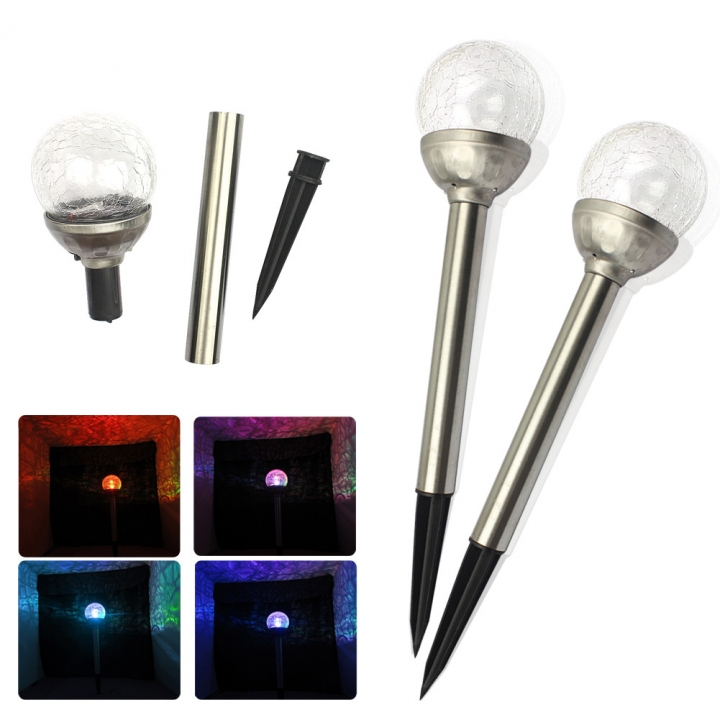 Solar Light Insertion Crack Lamp Lawn lights Led Colorful Glass Ball lights