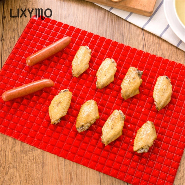 Pyramid Pan Non Stick Fat Reducing Silicone Bake Mat Oven Baking Tray Sheets