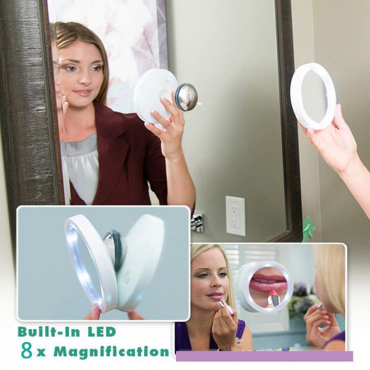 Swivel Brite Bathroom Makeup Mirror with LED lights 8 Times Magnified Beauty Mirror Sucker