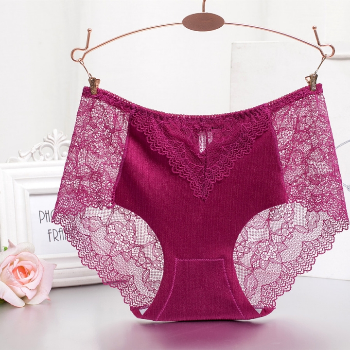 Lace Brushed No Trace Ms Underwear Sexy Breathable Middle Waist One Piece Underwear