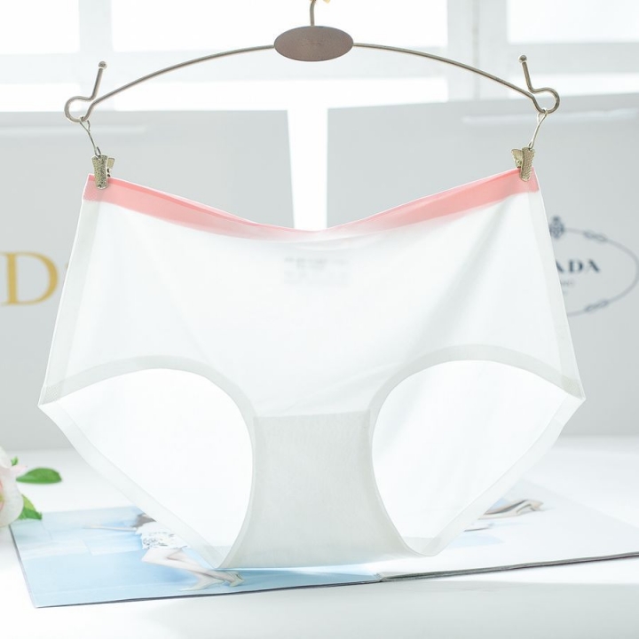 Ice silk No Trace Ms Underwear Middle Waist One Piece Hit Color Sexy Cotton Briefs