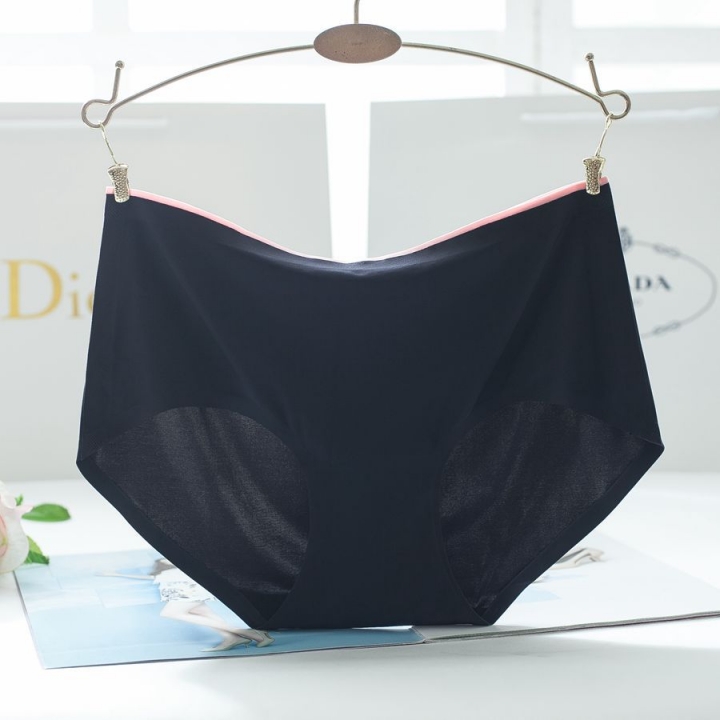 Ice silk No Trace Ms Underwear Middle Waist One Piece Hit Color Sexy Cotton Briefs