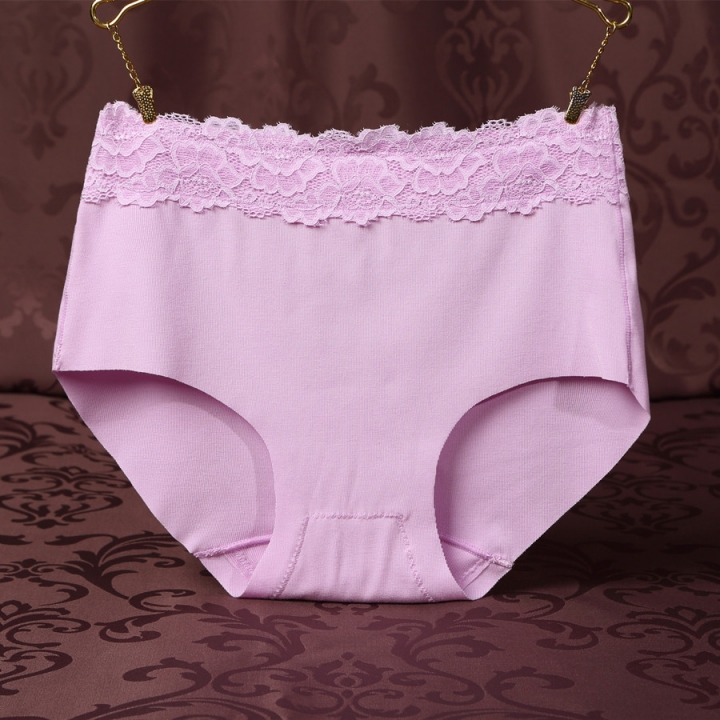 Double-sided Thread Cotton Ms Underwear No Trace High Waist Lace Bamboo fiber Triangular Underwear