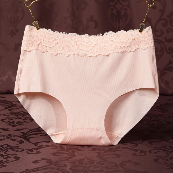 Double-sided Thread Cotton Ms Underwear No Trace High Waist Lace Bamboo fiber Triangular Underwear