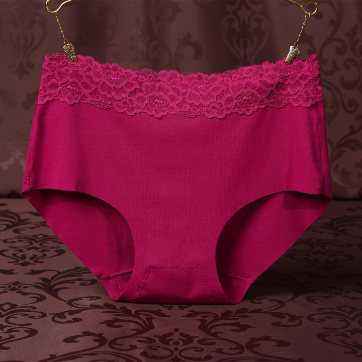 Double-sided Thread Cotton Ms Underwear No Trace High Waist Lace Bamboo fiber Triangular Underwear
