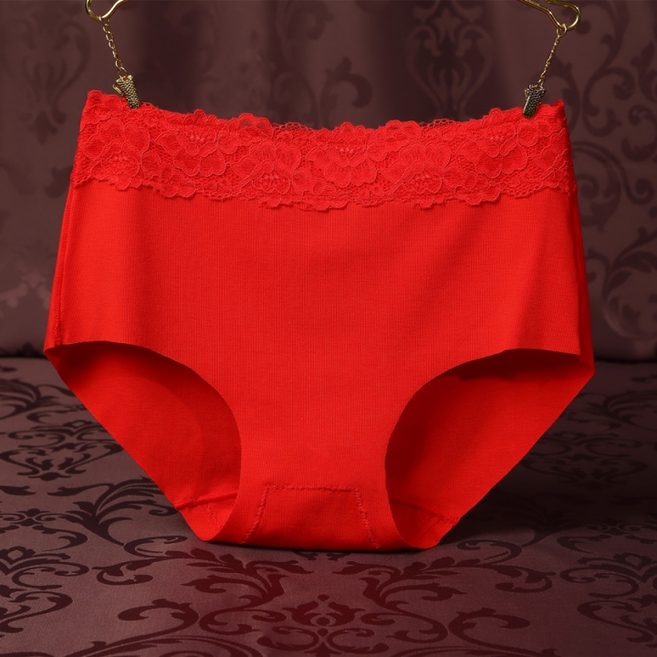 Double-sided Thread Cotton Ms Underwear No Trace High Waist Lace Bamboo fiber Triangular Underwear