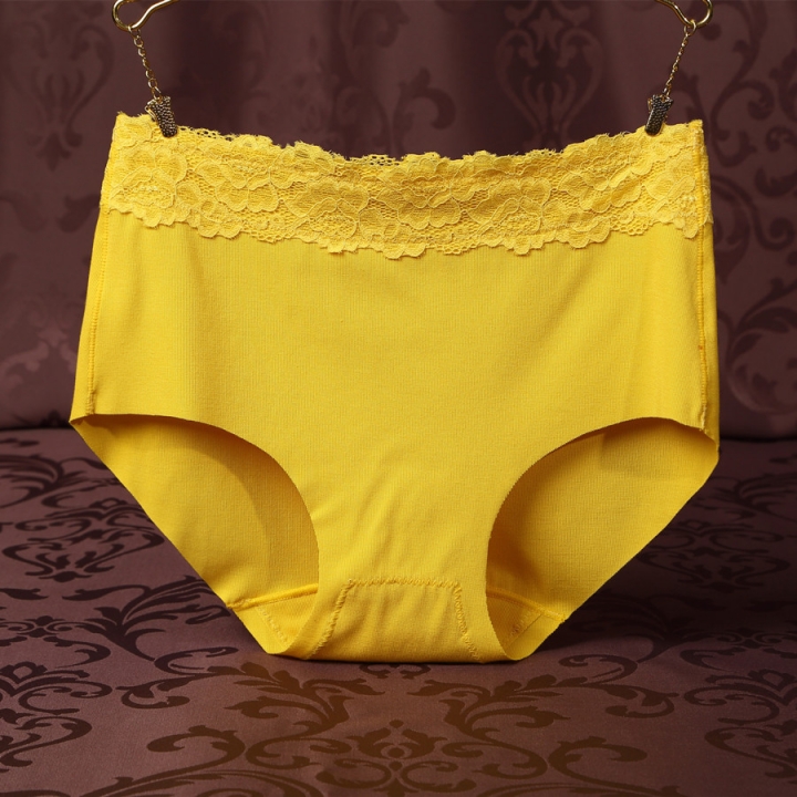 Double-sided Thread Cotton Ms Underwear No Trace High Waist Lace Bamboo fiber Triangular Underwear