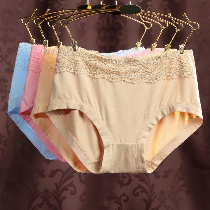 Ms Bamboo Fiber Pure Color High Waist trend Personality Underwear