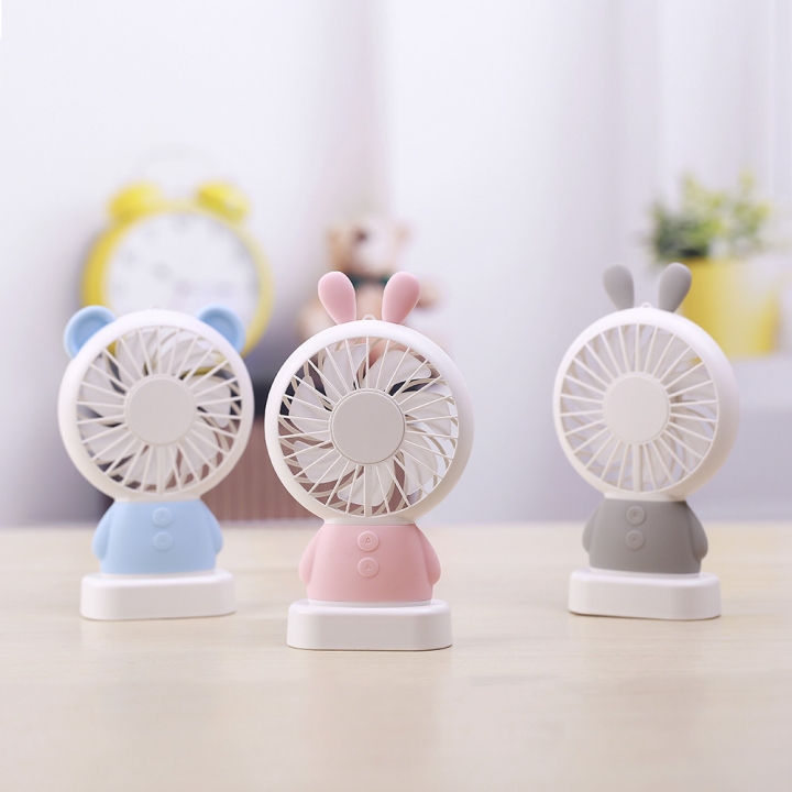 Creativity USB Fan Exquisite Rabbit Damo Bear Night light Mini Handheld Electric fan
