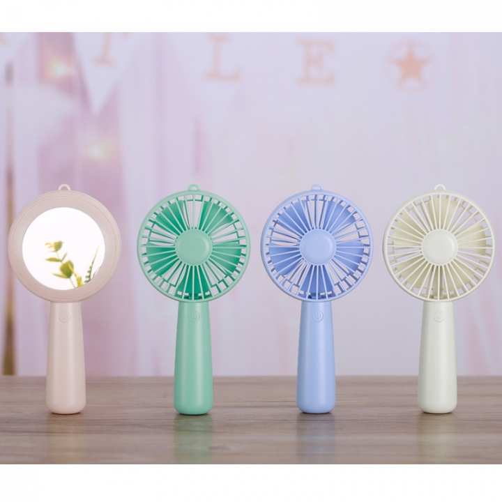 Creativity USB Mini Hand Mirror fan Cosmetic Mirror Dual Use Charging Desktop Portable Handheld fan