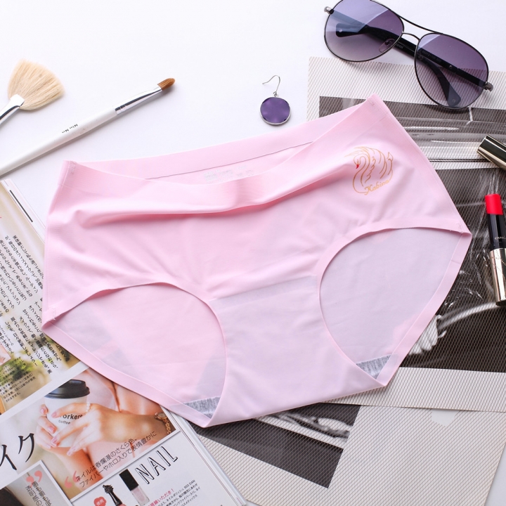 Ice silk Cartoon Printing One piece seamless No trace Ms Underwear High waist Cotton file Underwear