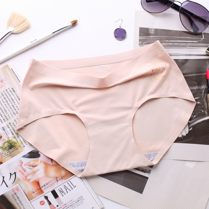 Ice silk Cartoon Printing One piece seamless No trace Ms Underwear High waist Cotton file Underwear