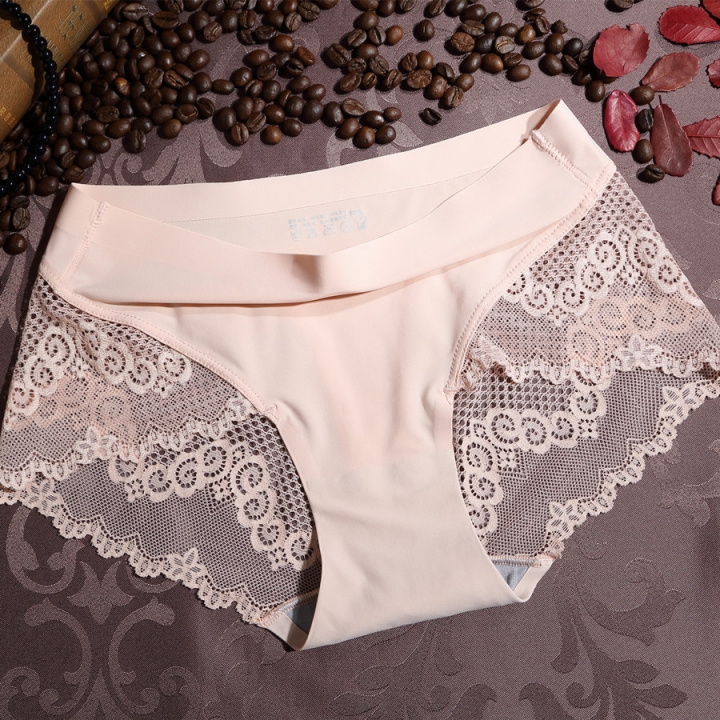 Ice Silk No Trace Lace Ms Underwear Seamless Middle Waist Underwear