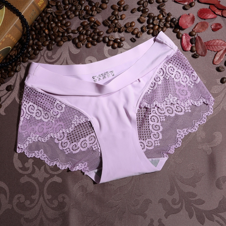 Ice Silk No Trace Lace Ms Underwear Seamless Middle Waist Underwear