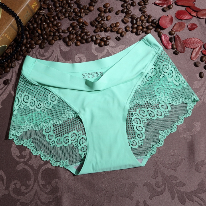 Ice Silk No Trace Lace Ms Underwear Seamless Middle Waist Underwear