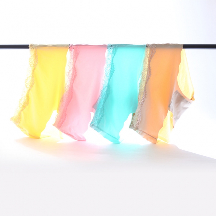 Ms 4 loading Ice silk No Trace Lace Underwear One Piece No Trace Ice Silk High Waist Underwear