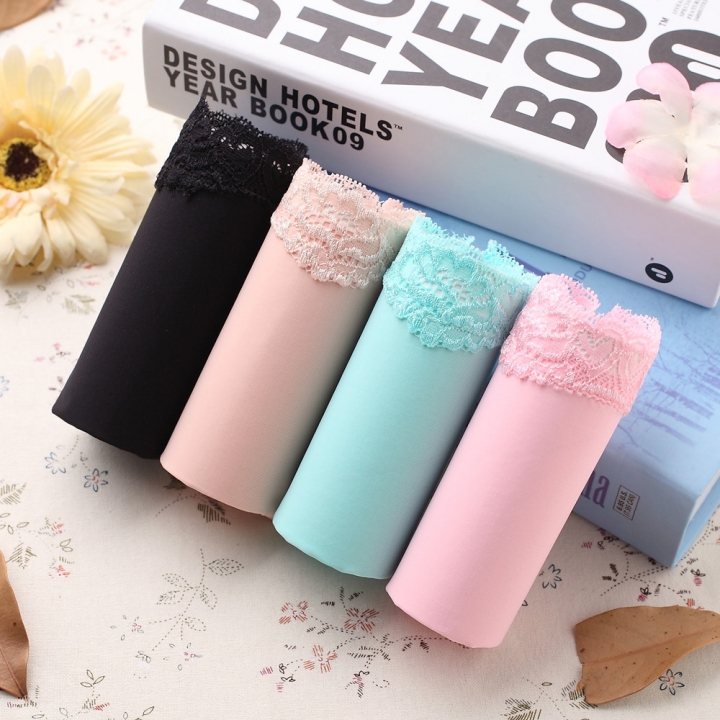 Ms 4 loading Ice silk No Trace Lace Underwear One Piece No Trace Ice Silk High Waist Underwear