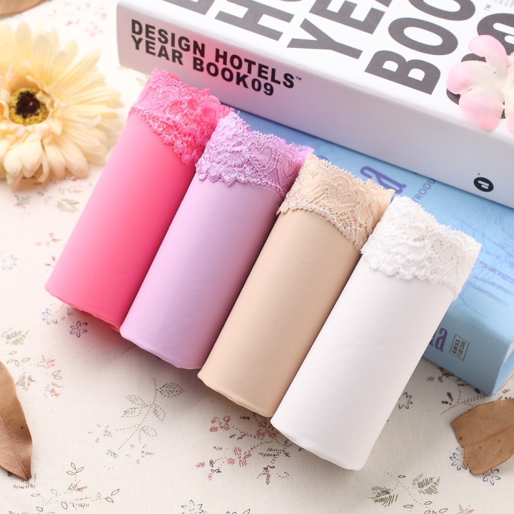 Ms 4 loading Ice silk No Trace Lace Underwear One Piece No Trace Ice Silk High Waist Underwear