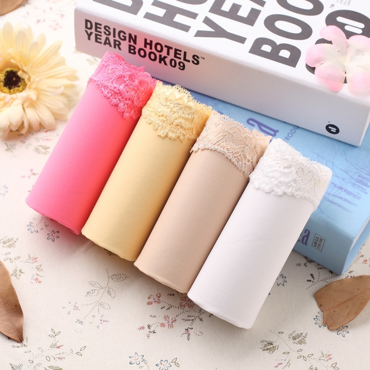 Ms 4 loading Ice silk No Trace Lace Underwear One Piece No Trace Ice Silk High Waist Underwear