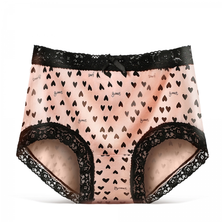 Cotton Cartoon Printing Middle Waist Ms Underwear No Trace Jacquard Lace Women's Underwear