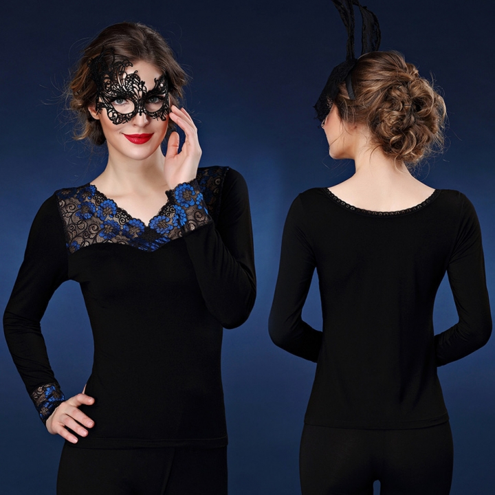 Ms Lace Printing Long Sleeve Shirt Outer Wear Qiu Yi Keep Warm Underwear Thin Section Coat