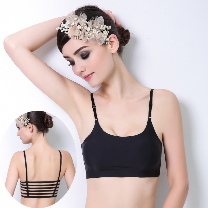 Wild Beauty Back Wrapped Chest No trace Seamless Ice Silk Underwear One Piece Sexy Backless Bra