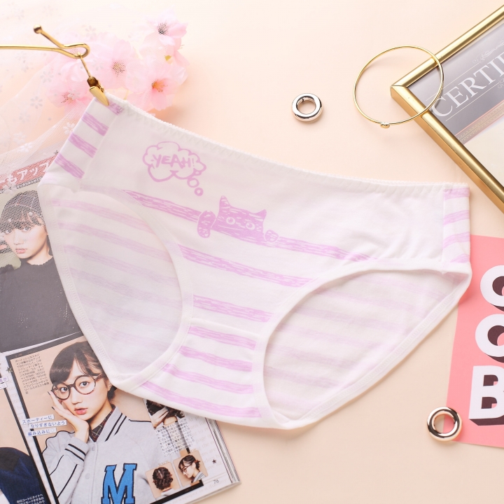 Cartoon Printing Cotton Cats Ms Underwear Cotton Low Waist Girl lovely Student Underwear