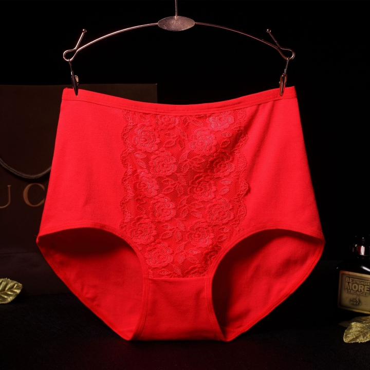 Ms Lace High Waist Cotton Underwear Jacquard Cotton Bamboo Fiber Underwear