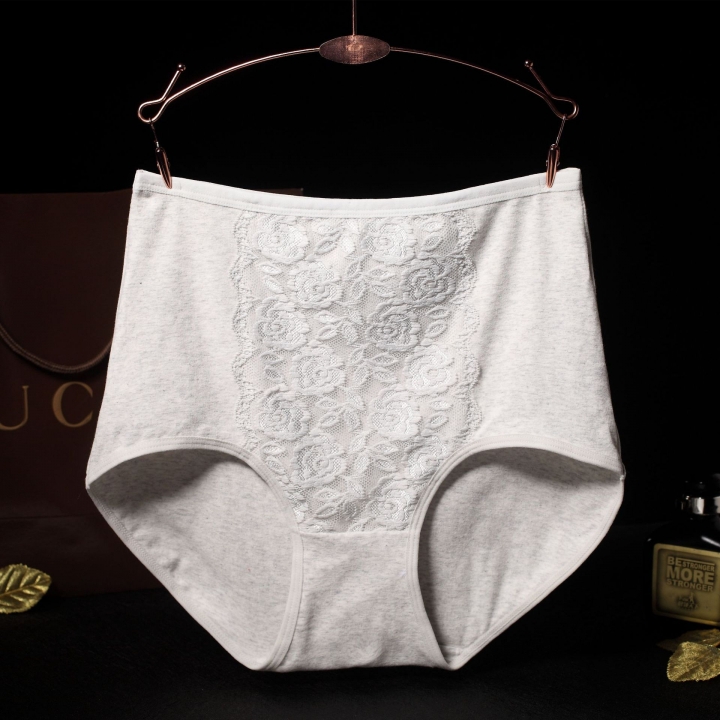 Ms Lace High Waist Cotton Underwear Jacquard Cotton Bamboo Fiber Underwear