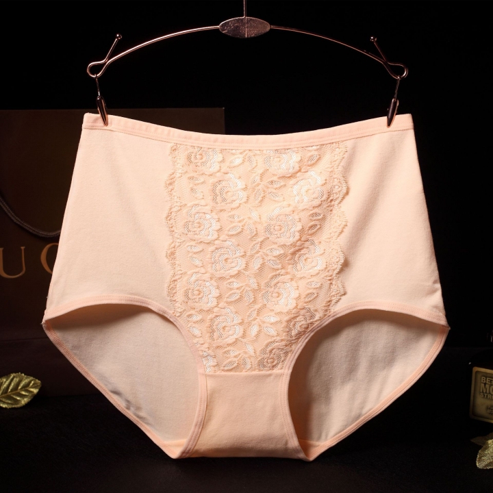 Ms Lace High Waist Cotton Underwear Jacquard Cotton Bamboo Fiber Underwear