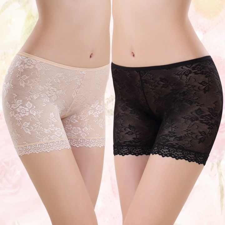 Rose Printing Lace Bottoming Anti-lighting Underwear Safety Three points Sexy Breathable Underwear